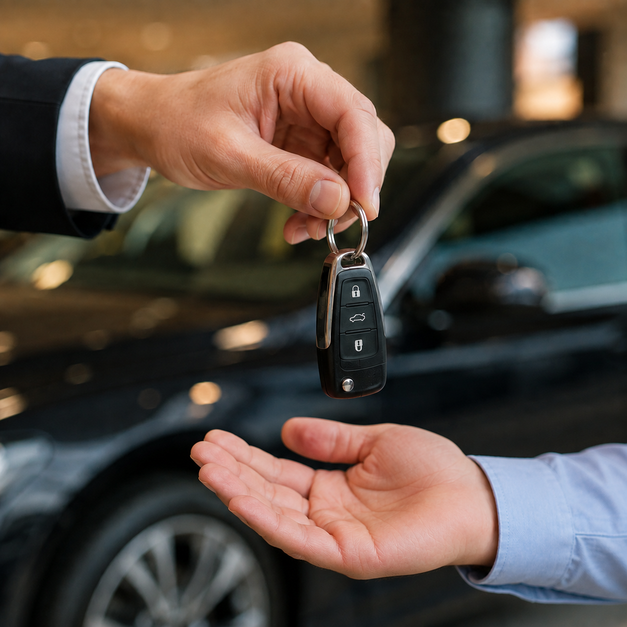 Customer collecting car keys